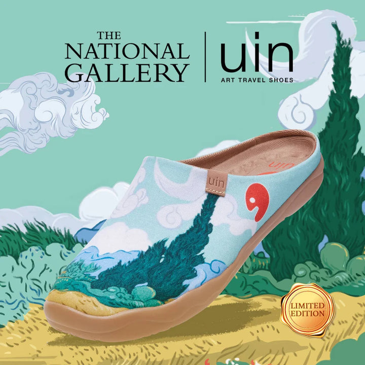 Van Gogh Wheatfield with Cypresses Malaga Slipper Women