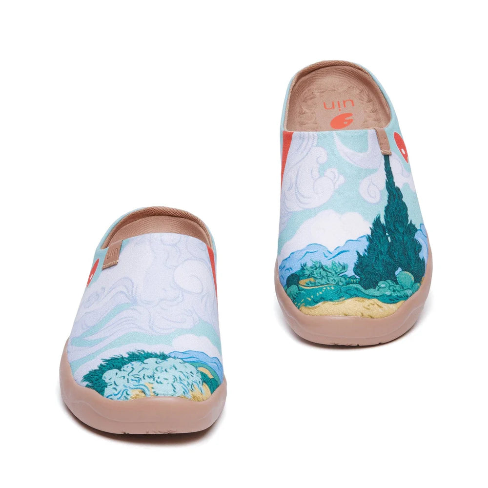 Van Gogh Wheatfield with Cypresses Malaga Slipper Women
