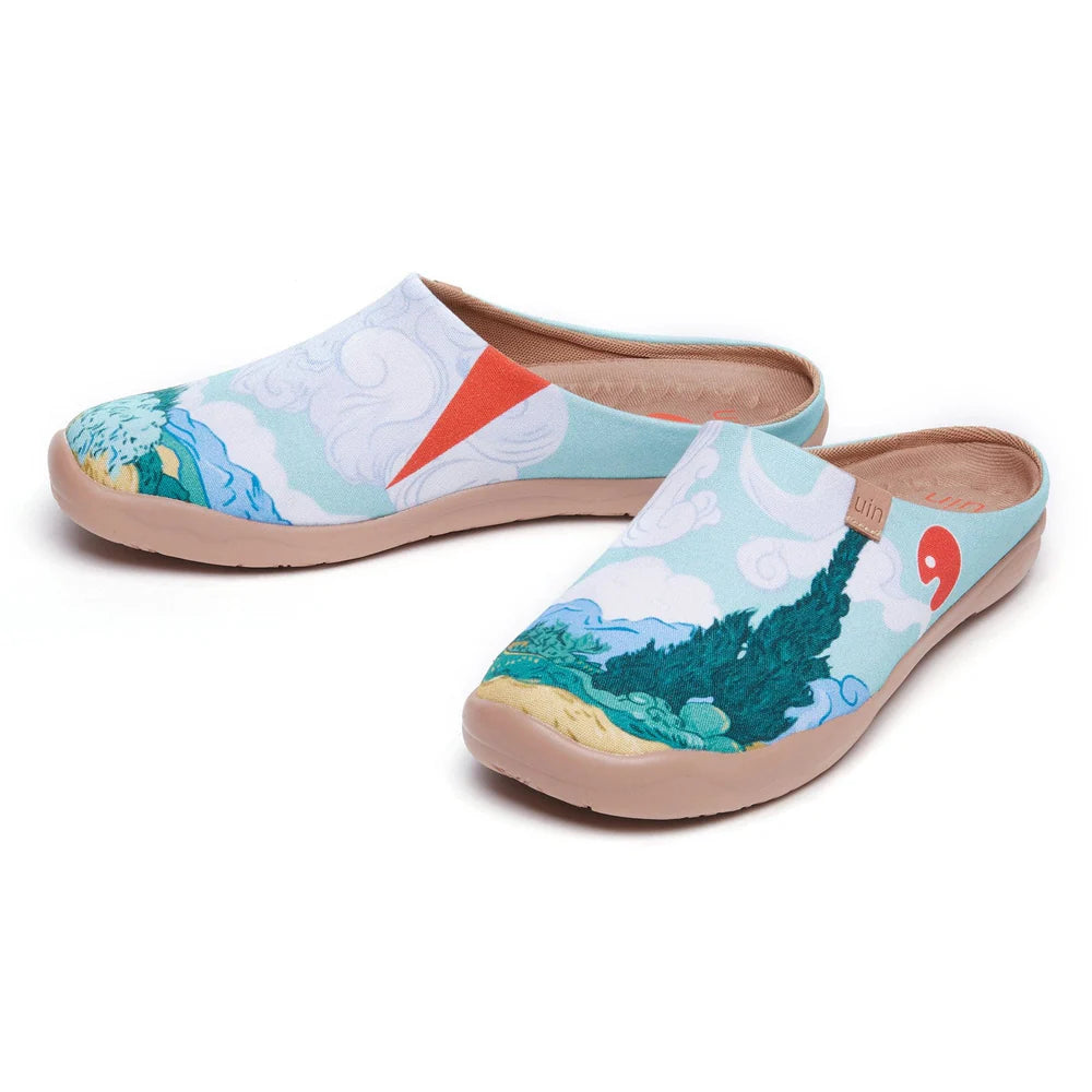 Van Gogh Wheatfield with Cypresses Malaga Slipper Women